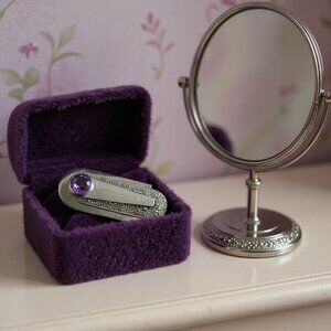 Art Deco Style Heirloom 73 Sterling Silver Amethyst Marcasite Unisex Lapel Pin